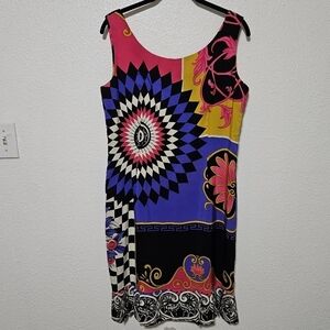 Gillian art to wear dress bright vibrant color silk dress size 12